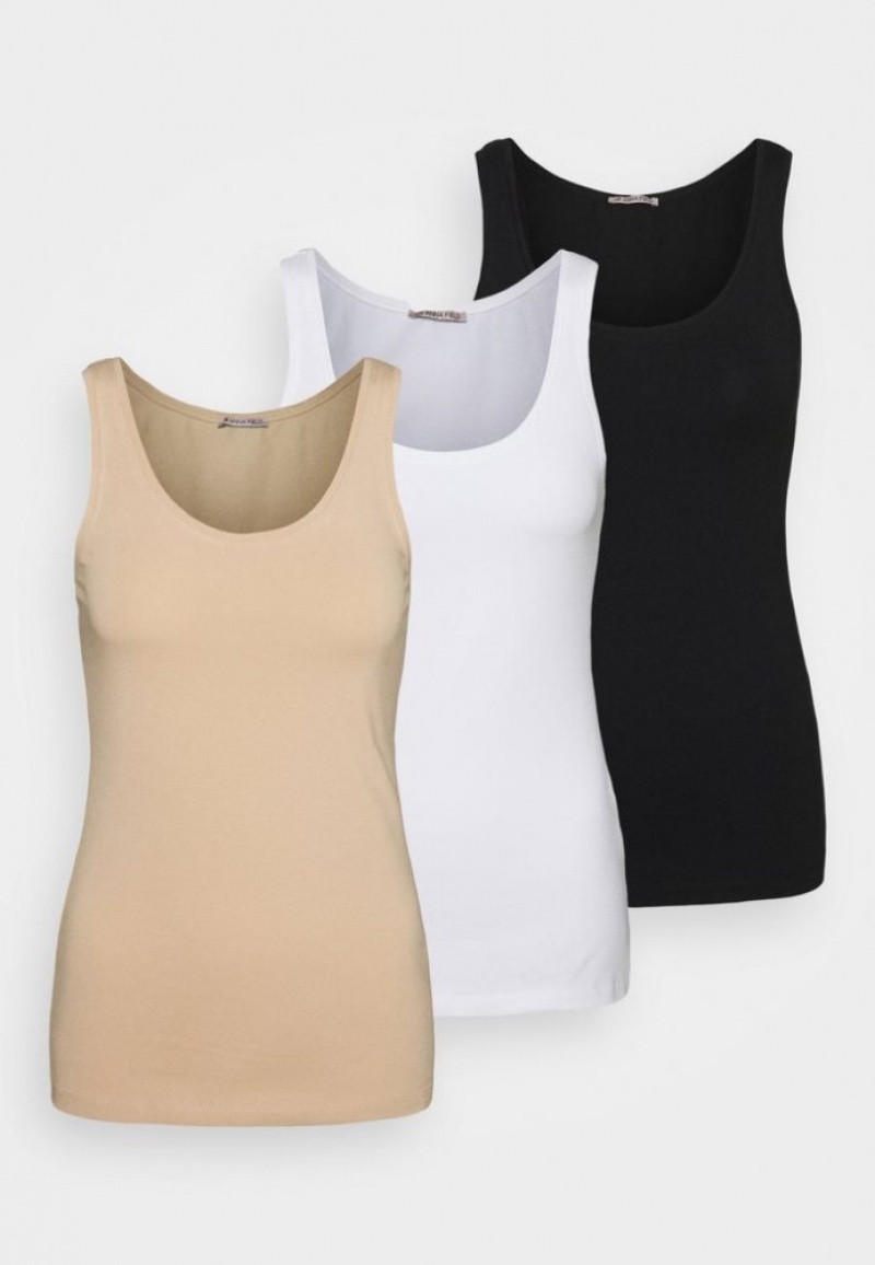 Anna Field Basic Tank 3er Pack Top T-shirts Dames Zwart | 2946-YHTXS