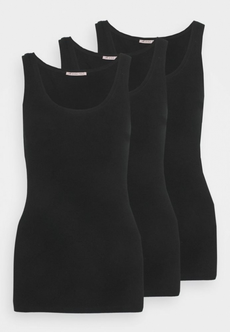 Anna Field Basic Tank 3er Pack Top T-shirts Dames Zwart | 8275-MFEOJ