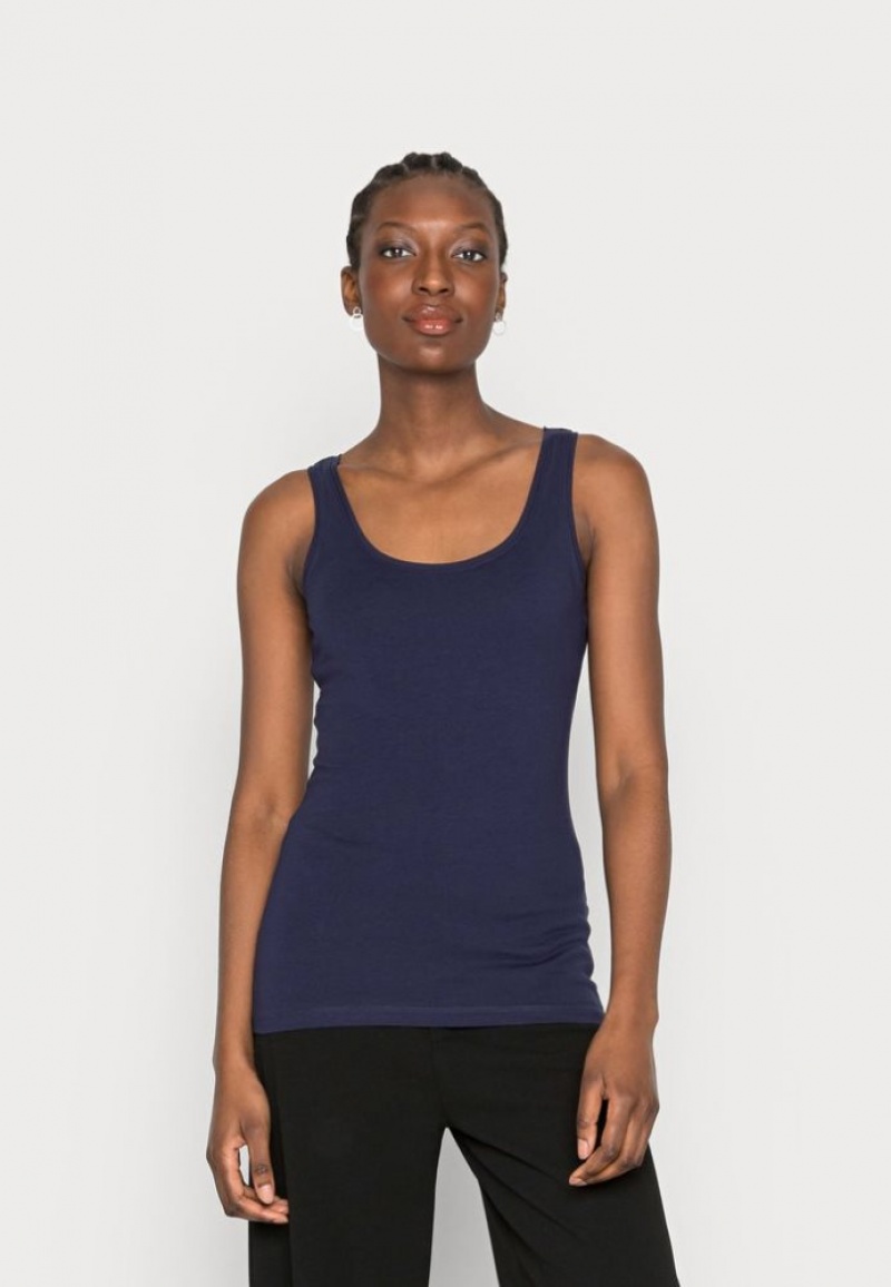 Anna Field Basic Tank 3er Pack Top T-shirts Dames Donkerblauw | 7395-IGADP