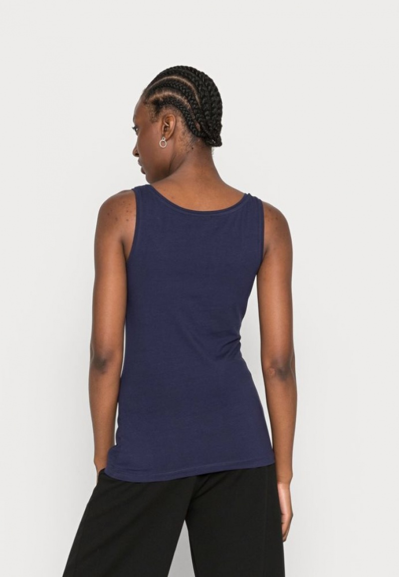 Anna Field Basic Tank 3er Pack Top T-shirts Dames Donkerblauw | 7395-IGADP