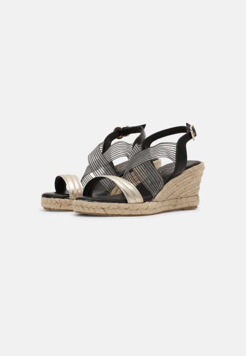 Anna Field Comfort Leren Espadrilles Sandalen Dames Zwart | 5364-JSHRB