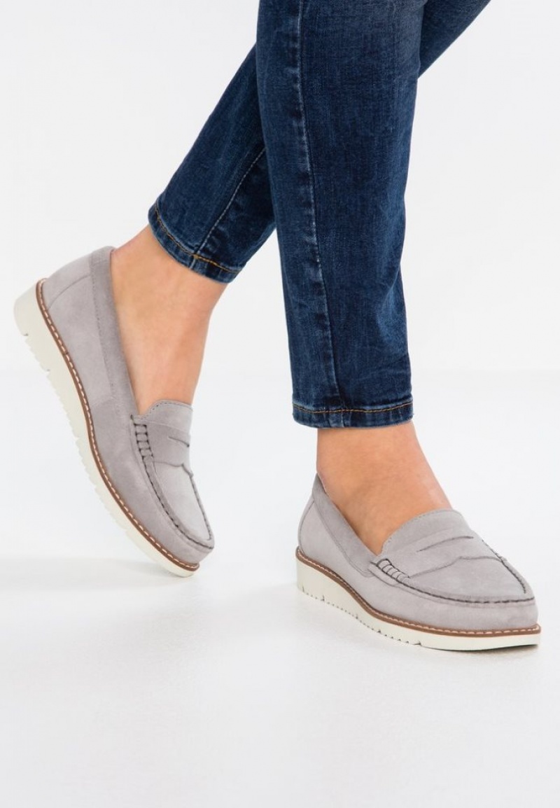 Anna Field Comfort Leren Slip Ons Laag Schoenen Dames Grijs | 2516-AQPXS