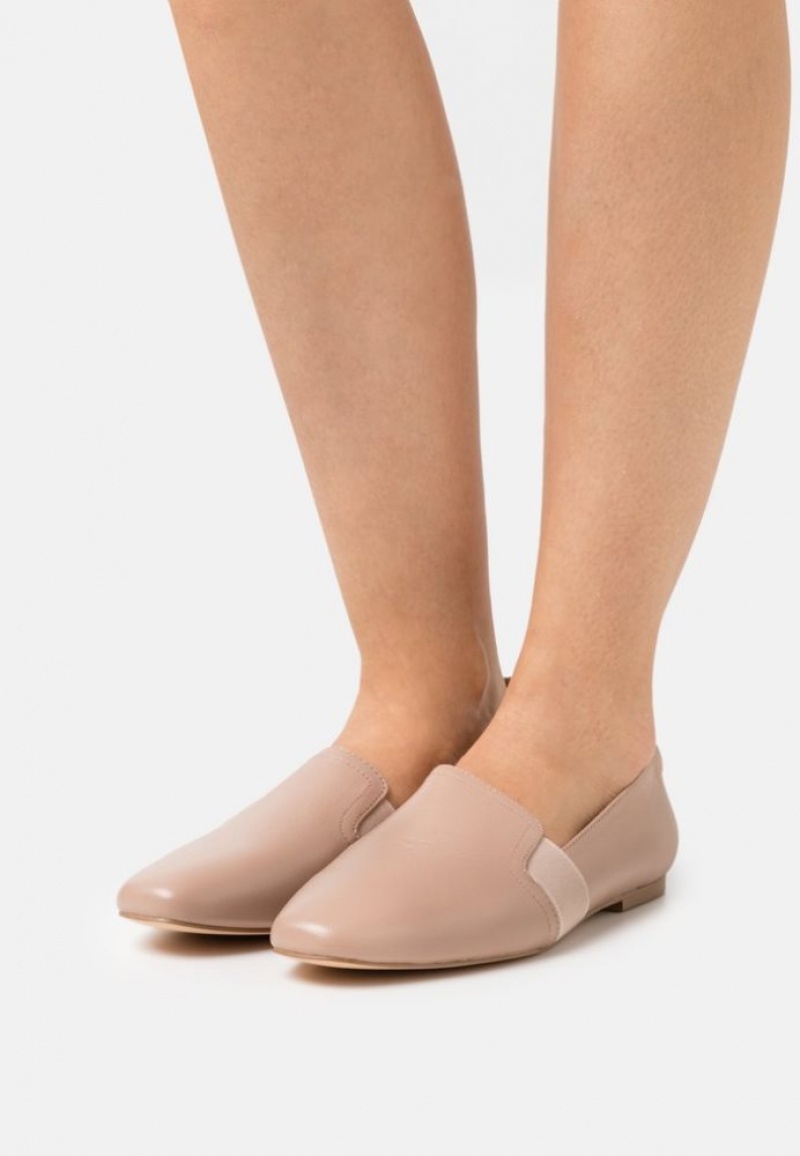 Anna Field Comfort Leren Slip Ons Laag Schoenen Dames Beige | 0875-IDNVR