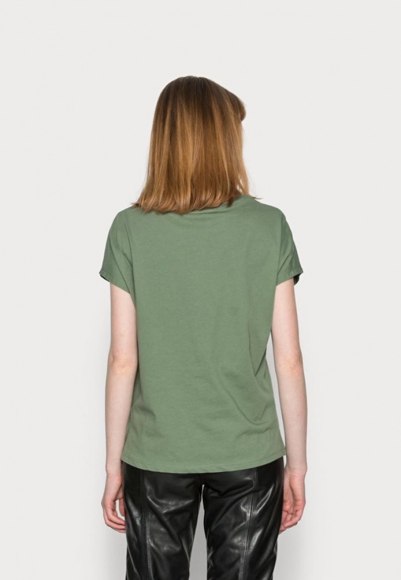 Anna Field Francesca Print T Shirt T-shirts Dames Groen | 4015-CWVNQ