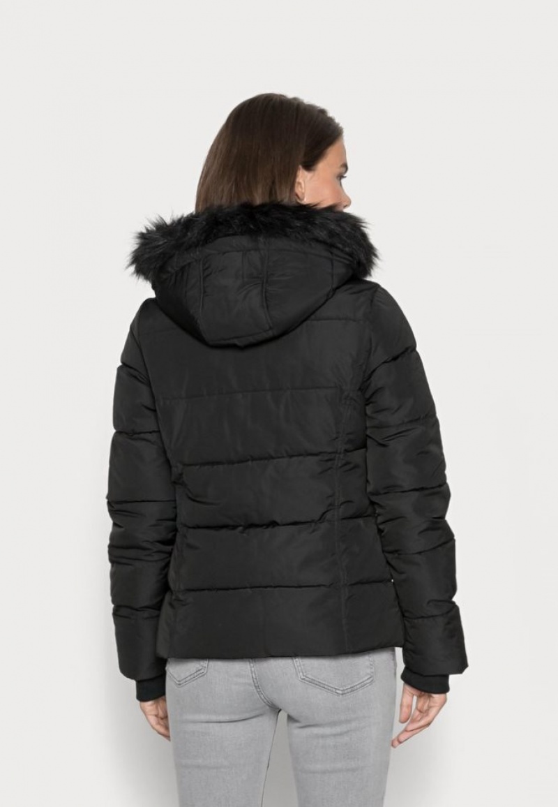 Anna Field Kort Puffer With Hood Winter Jacket Mantel Dames Zwart | 4587-YVIJB