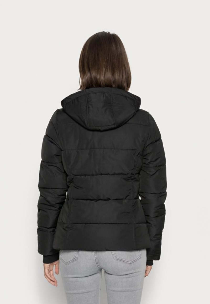 Anna Field Kort Puffer With Hood Winter Jacket Mantel Dames Zwart | 4587-YVIJB