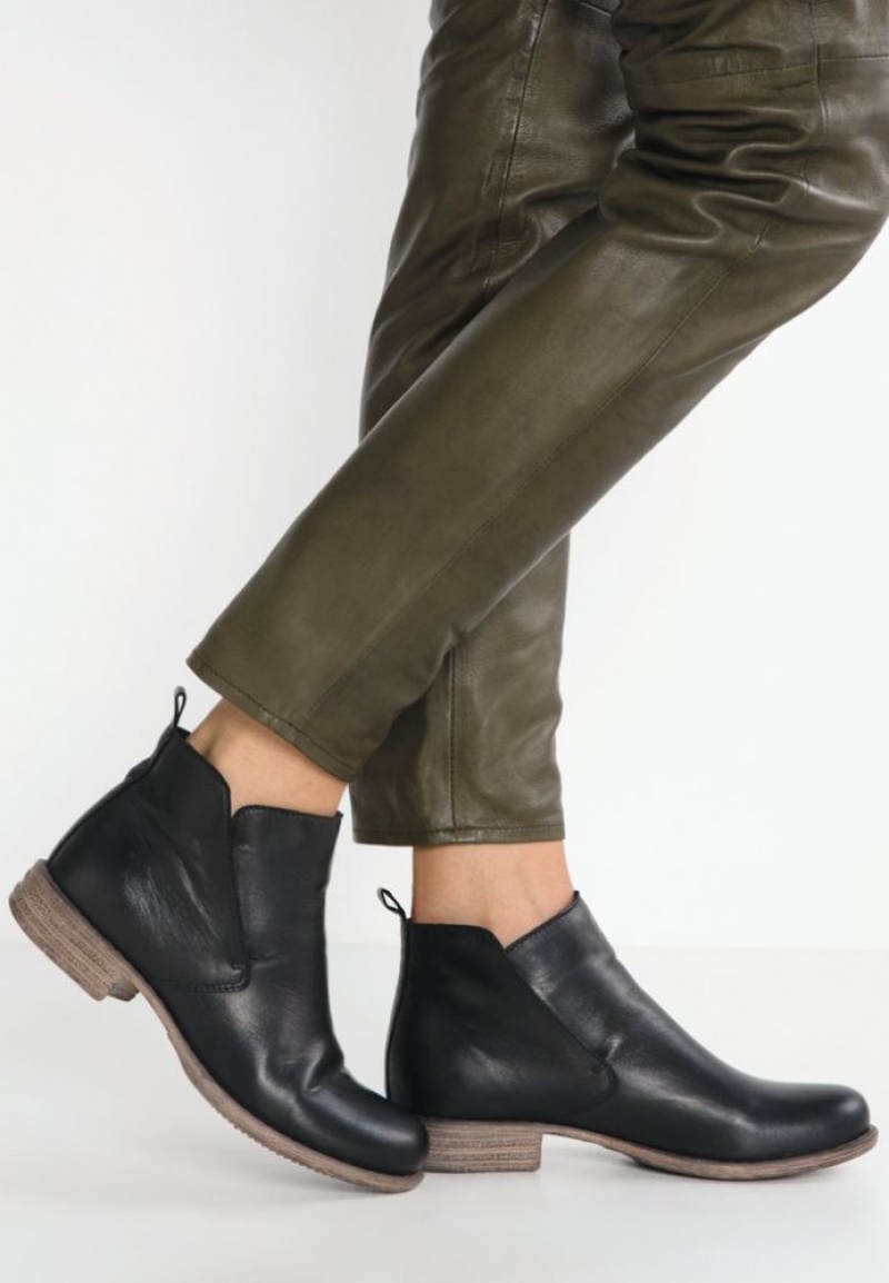 Anna Field Leren Booties Ankle Boots Enkellaarzen Dames Zwart | 9873-HEFDU