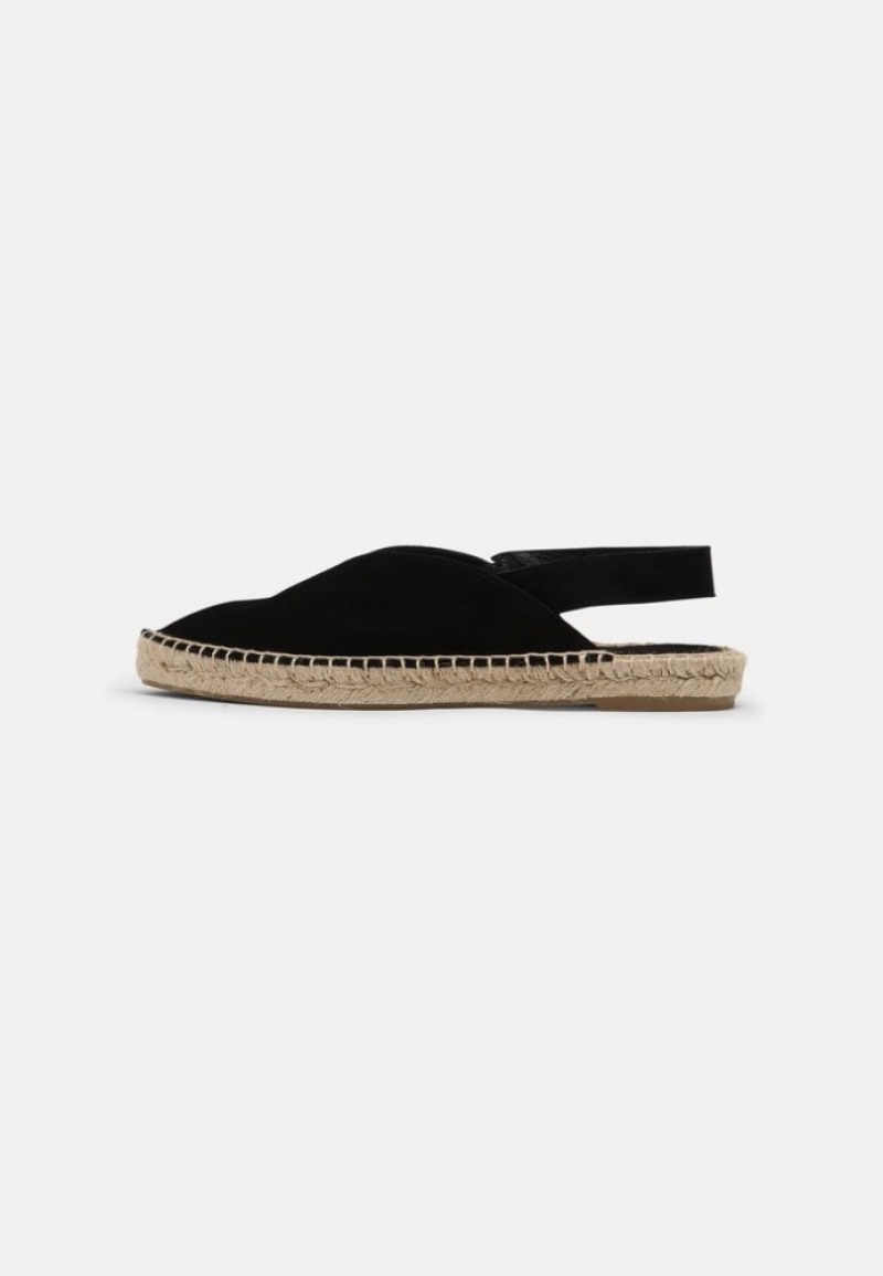 Anna Field Leren Espadrilles Ballerina Schoenen Dames Zwart | 8692-RVPNY