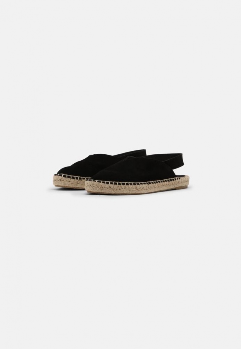 Anna Field Leren Espadrilles Ballerina Schoenen Dames Zwart | 8692-RVPNY