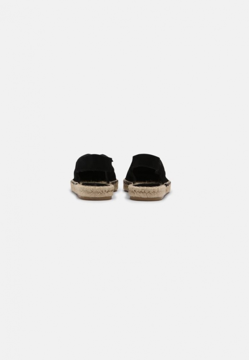 Anna Field Leren Espadrilles Ballerina Schoenen Dames Zwart | 8692-RVPNY