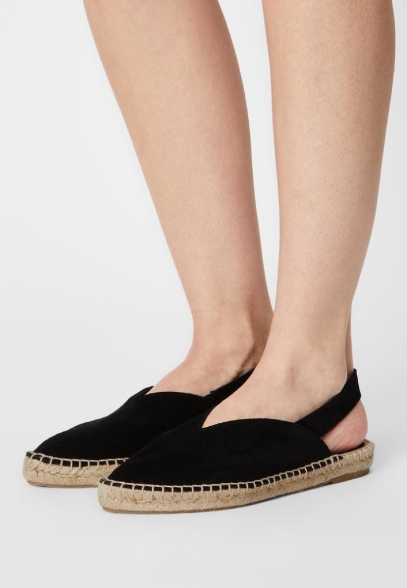 Anna Field Leren Espadrilles Ballerina Schoenen Dames Zwart | 8692-RVPNY