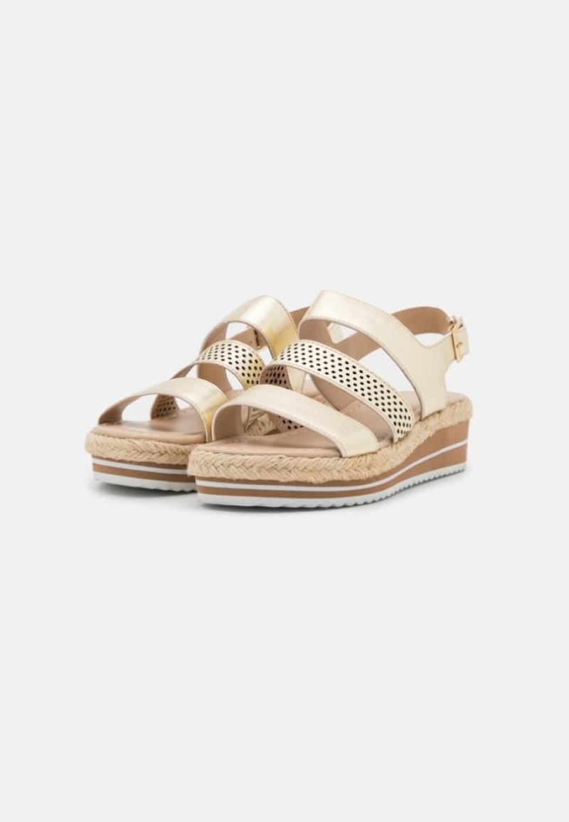 Anna Field Leren Espadrilles Sandalen Dames Goud | 7805-UYXKW