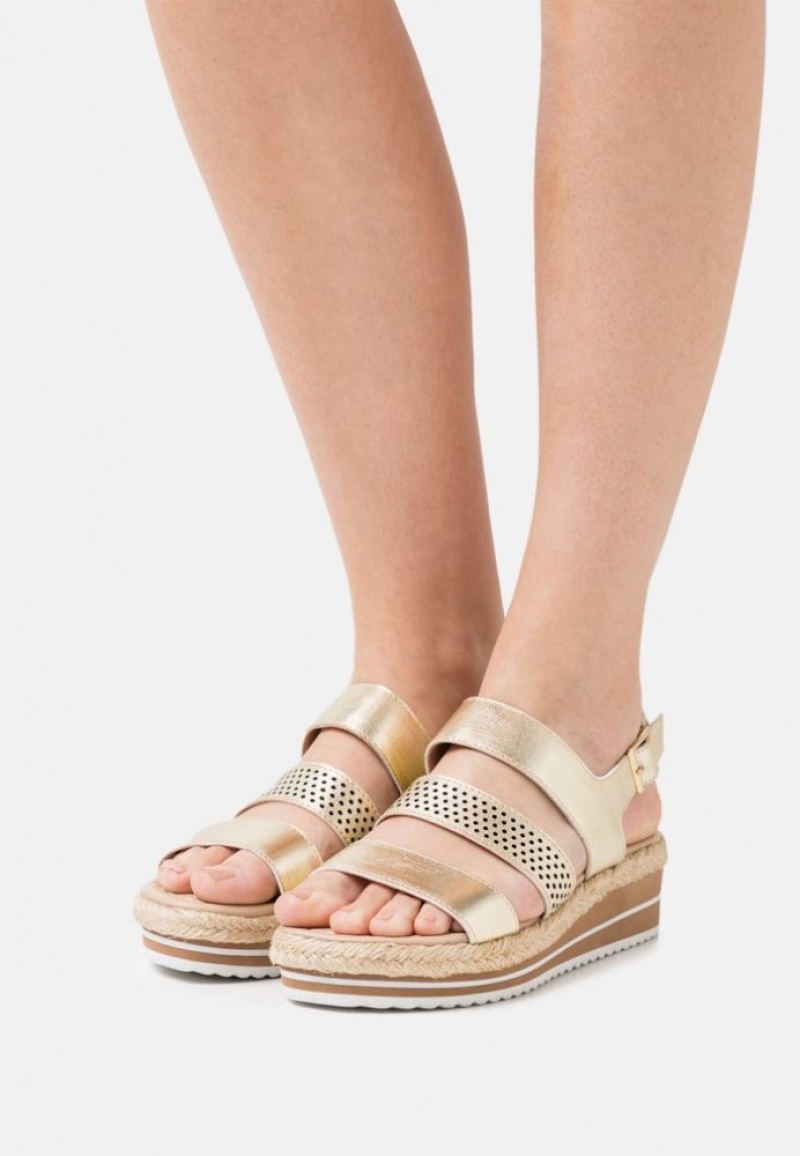 Anna Field Leren Espadrilles Sandalen Dames Goud | 7805-UYXKW