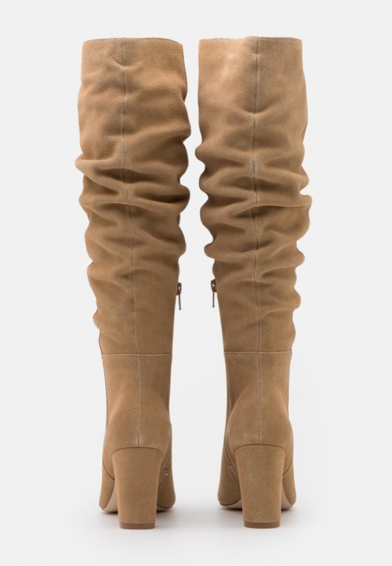 Anna Field Leren High Hak Boots Laarzen Dames Beige | 8764-EARLS