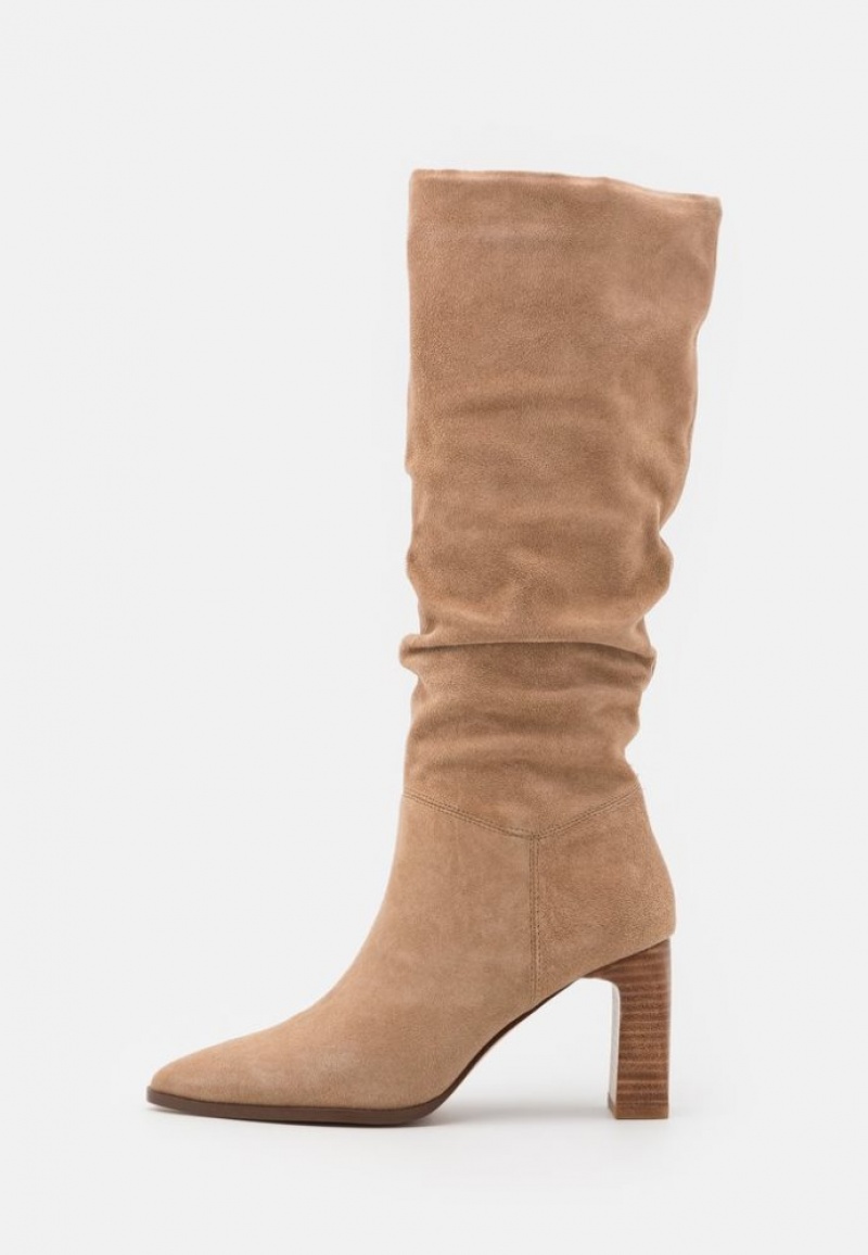 Anna Field Leren High Hak Boots Laarzen Dames Beige | 7260-UACFI