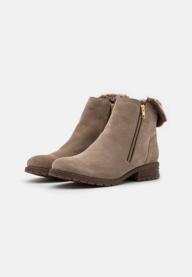 Anna Field Leren Klassieke Ankle Boots Enkellaarzen Dames Beige | 4160-WZSKB