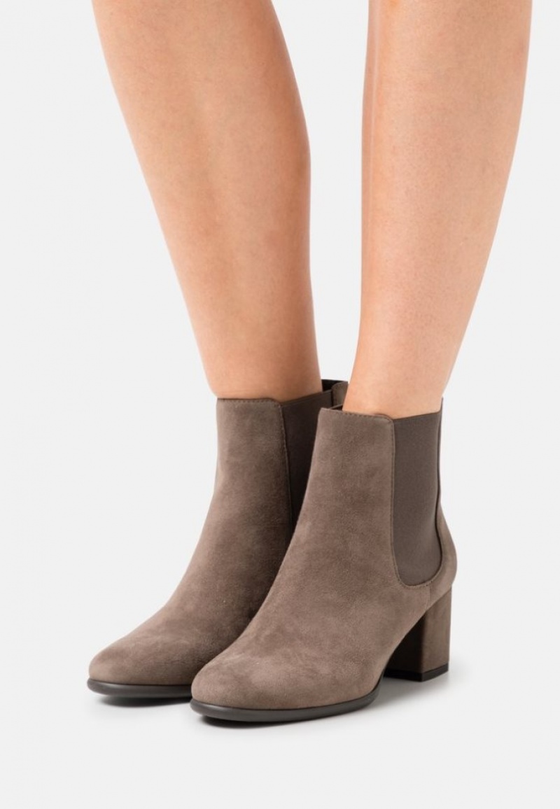 Anna Field Leren Klassieke Ankle Boots Enkellaarzen Dames Grijs Bruin | 1427-SICHW