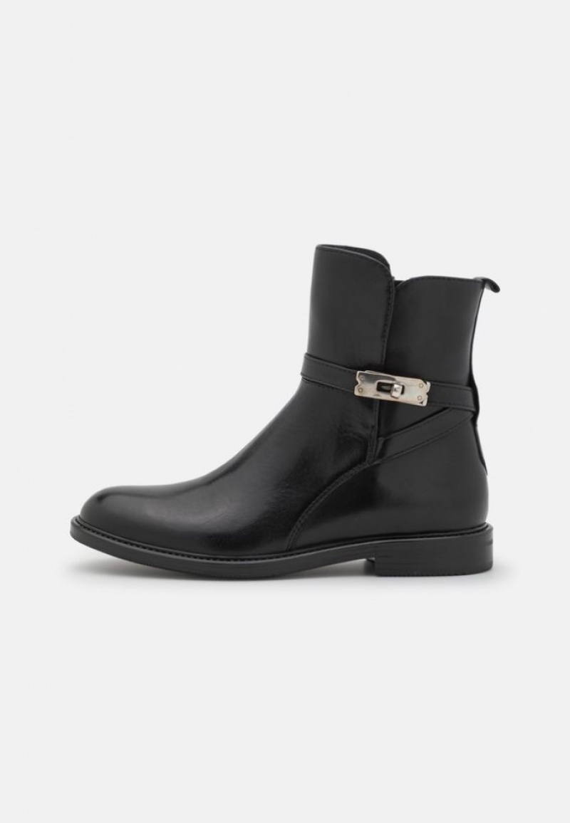 Anna Field Leren Klassieke Ankle Boots Enkellaarzen Dames Zwart | 6985-YGNTL