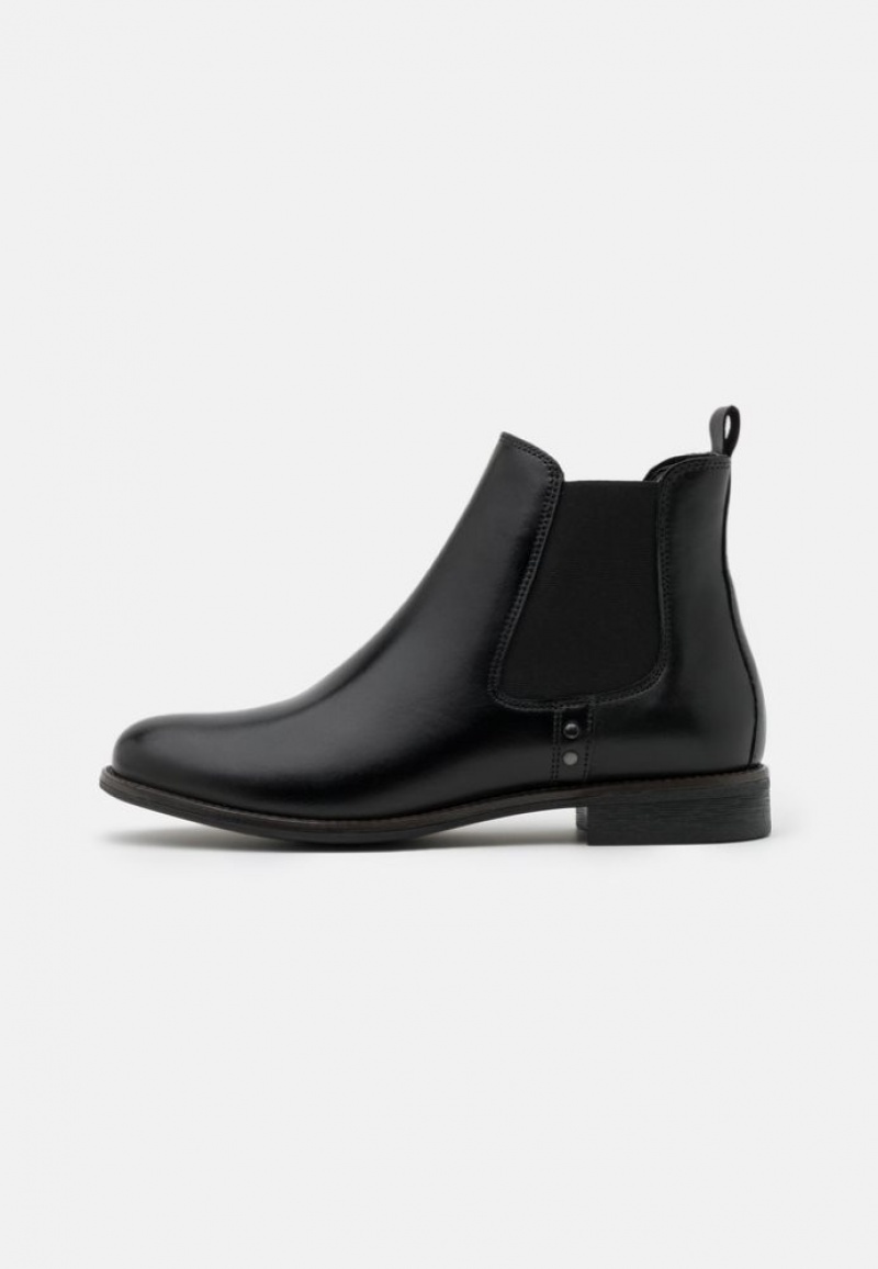 Anna Field Leren Klassieke Ankle Boots Enkellaarzen Dames Zwart | 6819-QXFHL