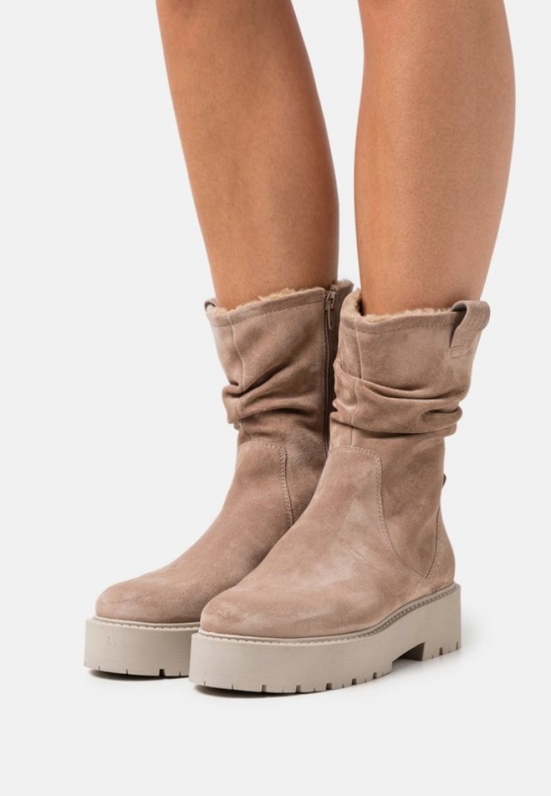 Anna Field Leren Platform Boots Laarzen Dames Beige | 5638-LJPWK