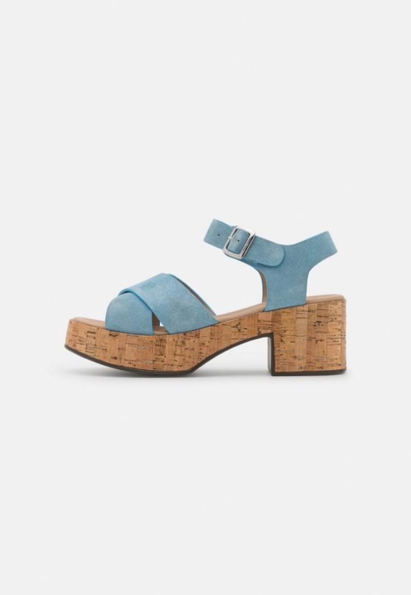 Anna Field Leren Platform Sandals Sandalen Dames Lichtblauw | 1740-EPLXJ