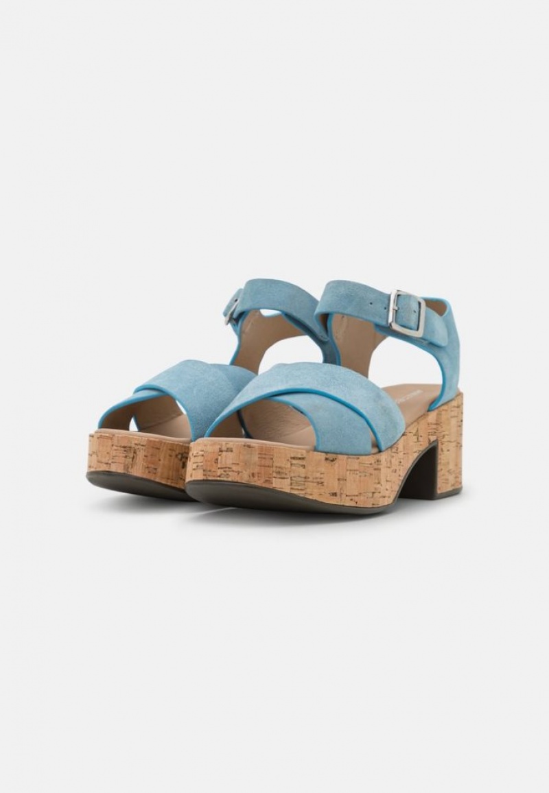 Anna Field Leren Platform Sandals Sandalen Dames Lichtblauw | 1740-EPLXJ