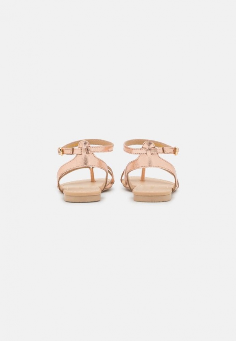 Anna Field Leren T Bar Sandals Sandalen Dames Roze Goud | 9450-FRCXM