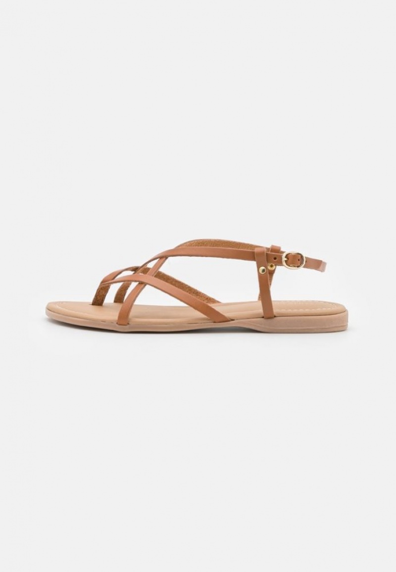 Anna Field Leren T Bar Sandals Sandalen Dames Bruin | 5243-BVAEC