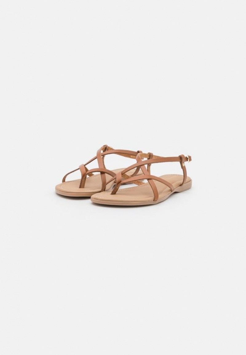 Anna Field Leren T Bar Sandals Sandalen Dames Bruin | 5243-BVAEC