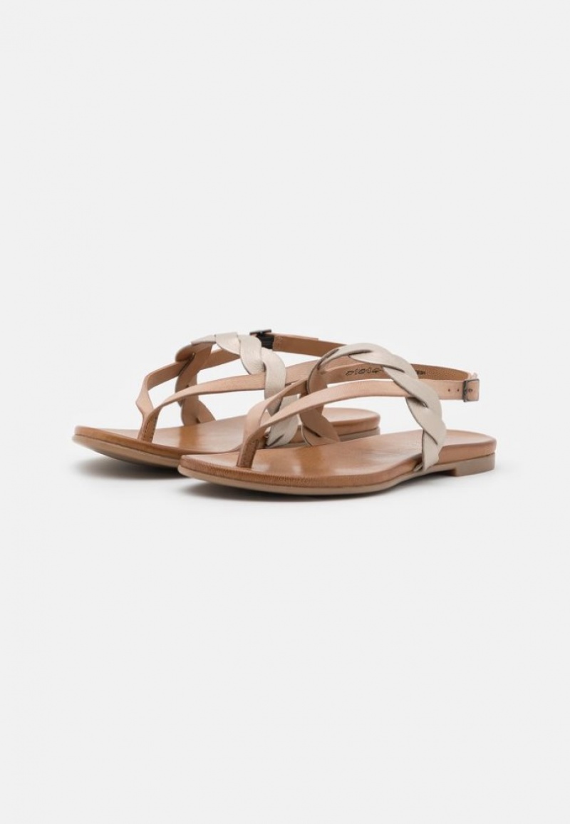 Anna Field Leren T Bar Sandals Sandalen Dames Beige | 7496-SWRIF