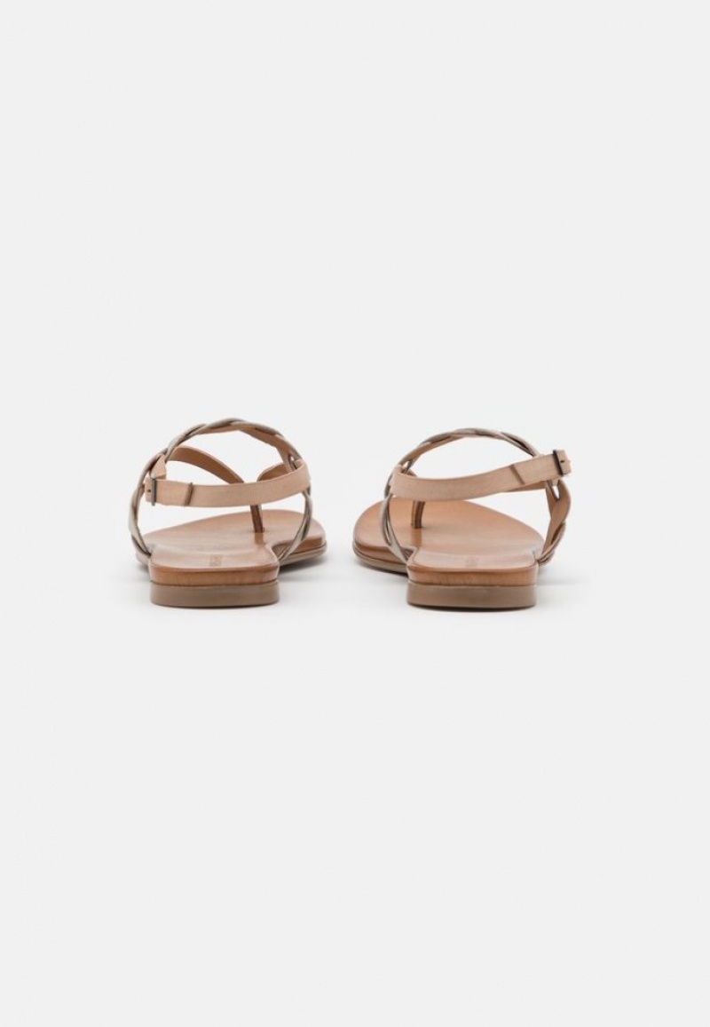 Anna Field Leren T Bar Sandals Sandalen Dames Beige | 7496-SWRIF