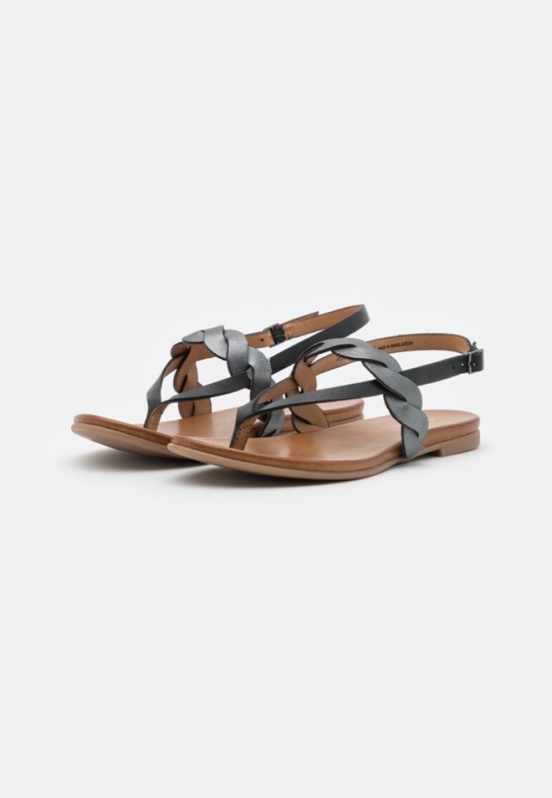 Anna Field Leren T Bar Sandals Sandalen Dames Zwart | 6489-OHXSD