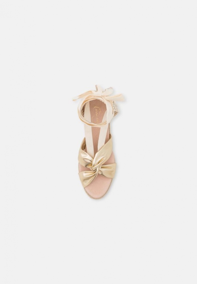 Anna Field Leren Wedge Sandals Sandalen Dames Goud | 4702-XJWKS