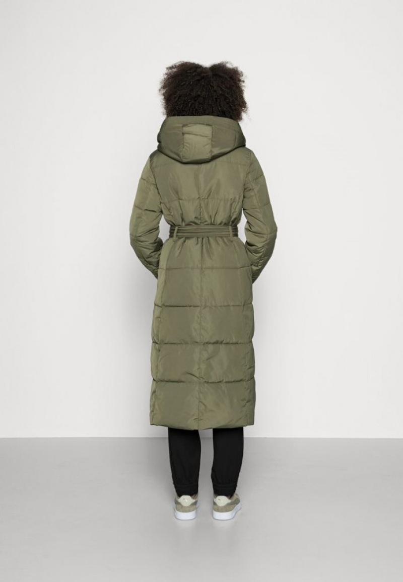 Anna Field Long Coat With Hood Winter Coat Mantel Dames Khaki | 0932-MCAJW