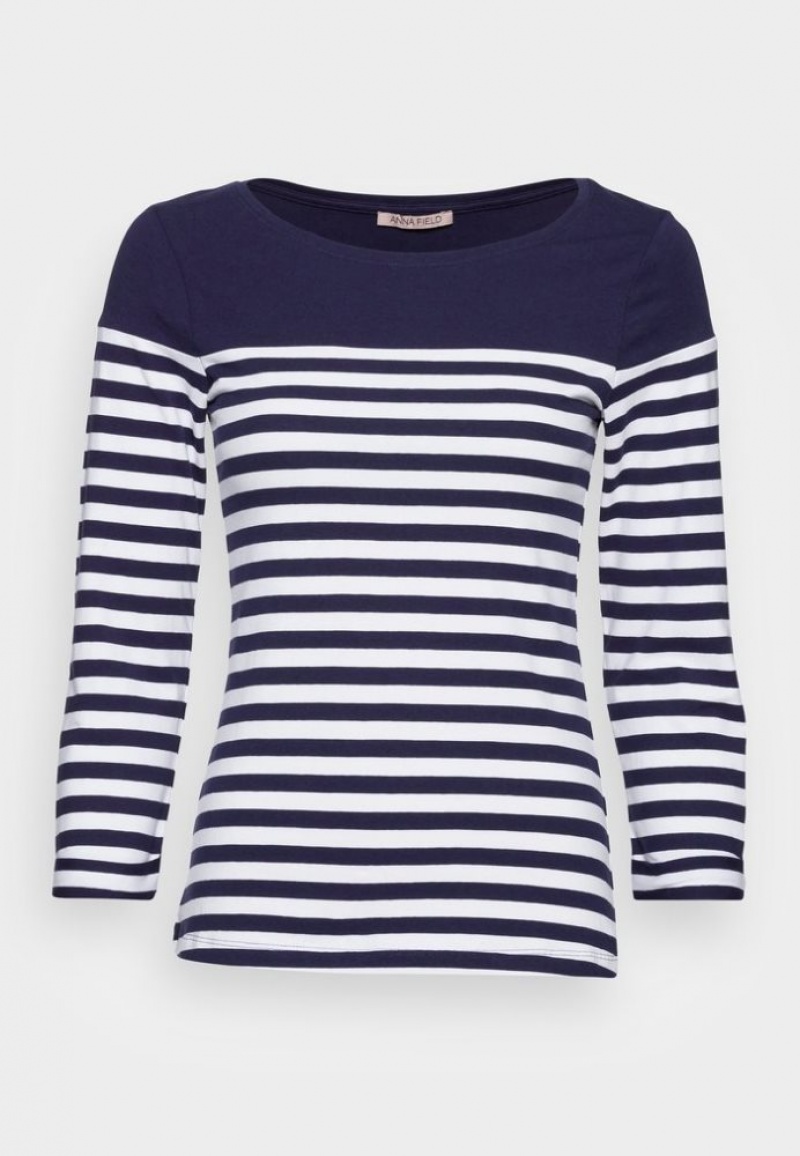 Anna Field Long Sleeved Top T-shirts Dames Donkerblauw | 5120-WVGFM