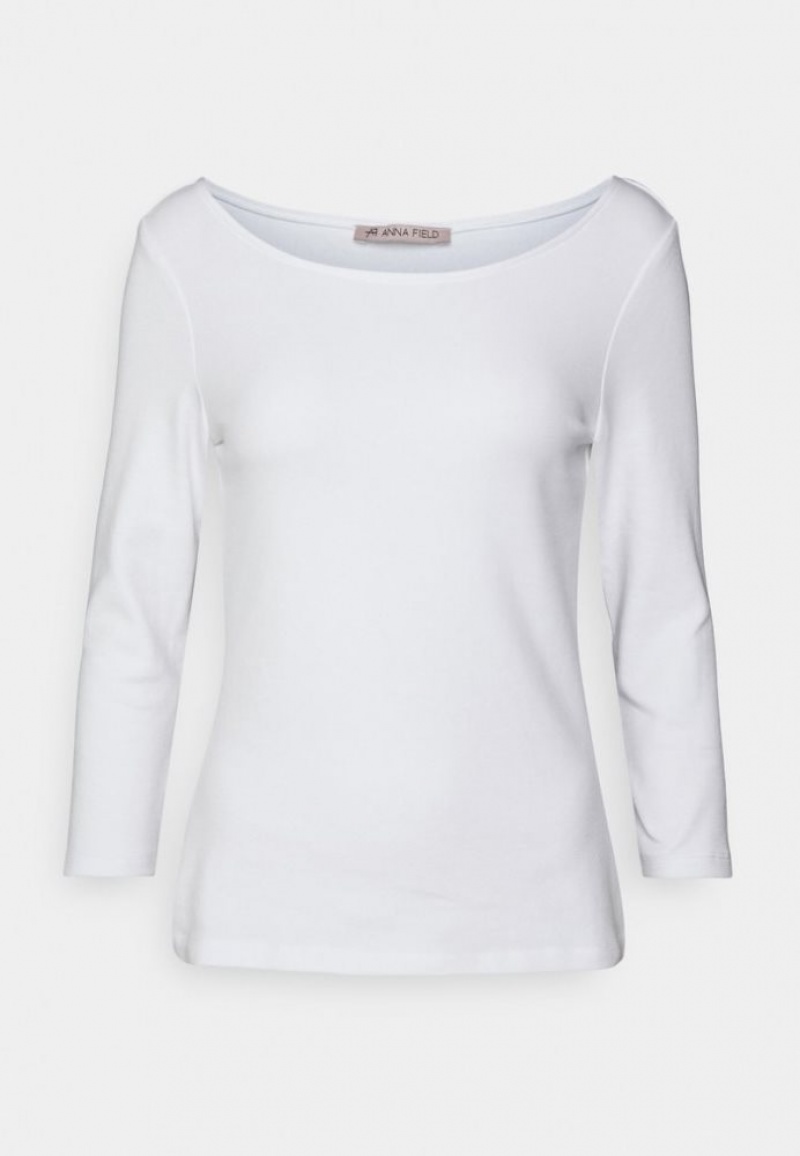 Anna Field Long Sleeved Top T-shirts Dames Wit | 4823-ZNLXP