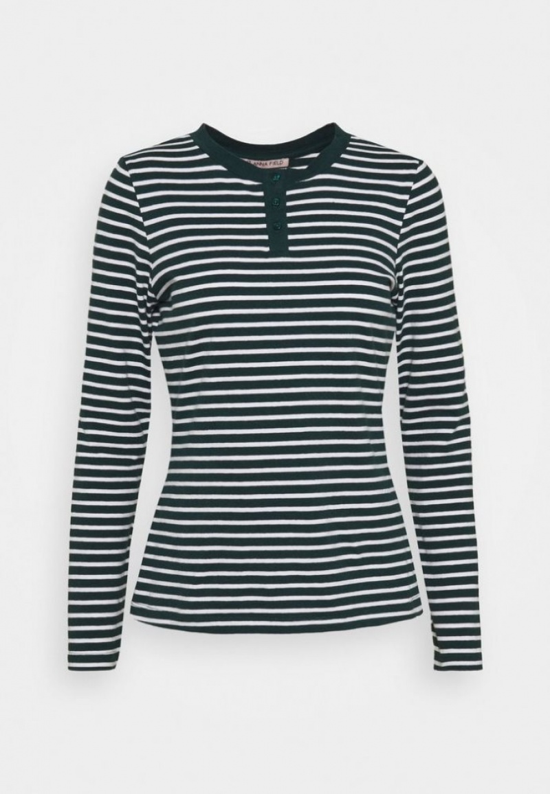 Anna Field Long Sleeved Top T-shirts Dames Donkergroen | 3674-JZFQY