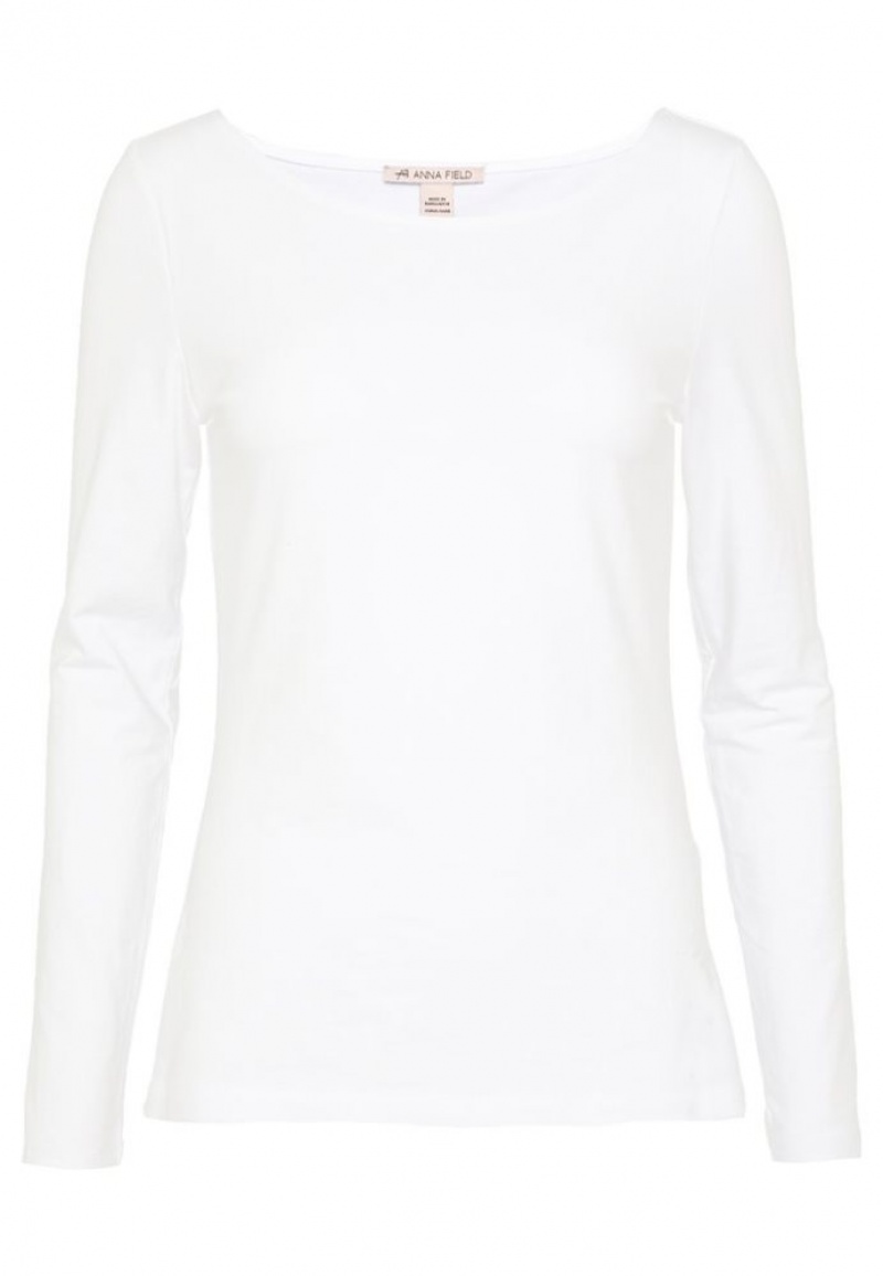 Anna Field Long Sleeved Top T-shirts Dames Wit | 3279-IUYXJ