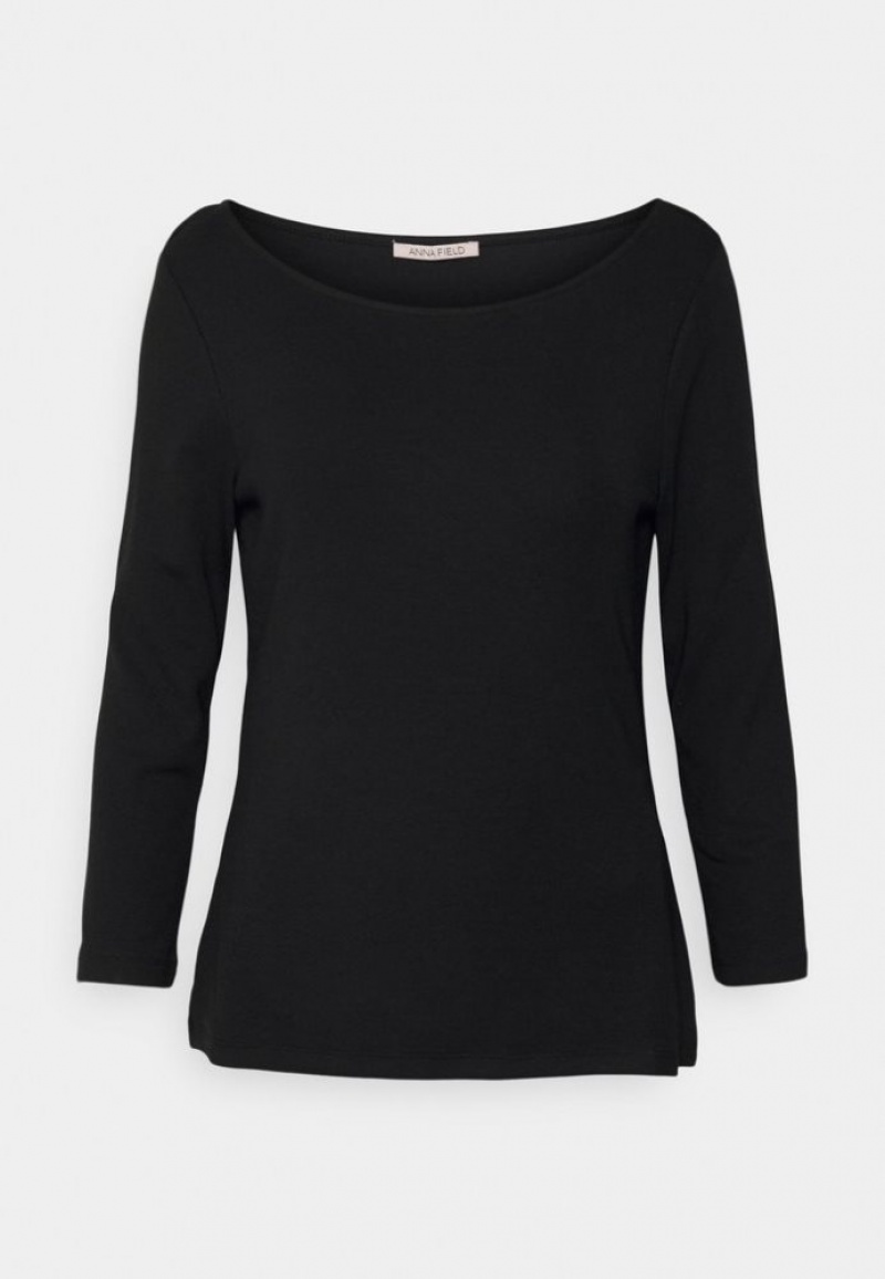 Anna Field Long Sleeved Top T-shirts Dames Zwart | 2793-GXRYE