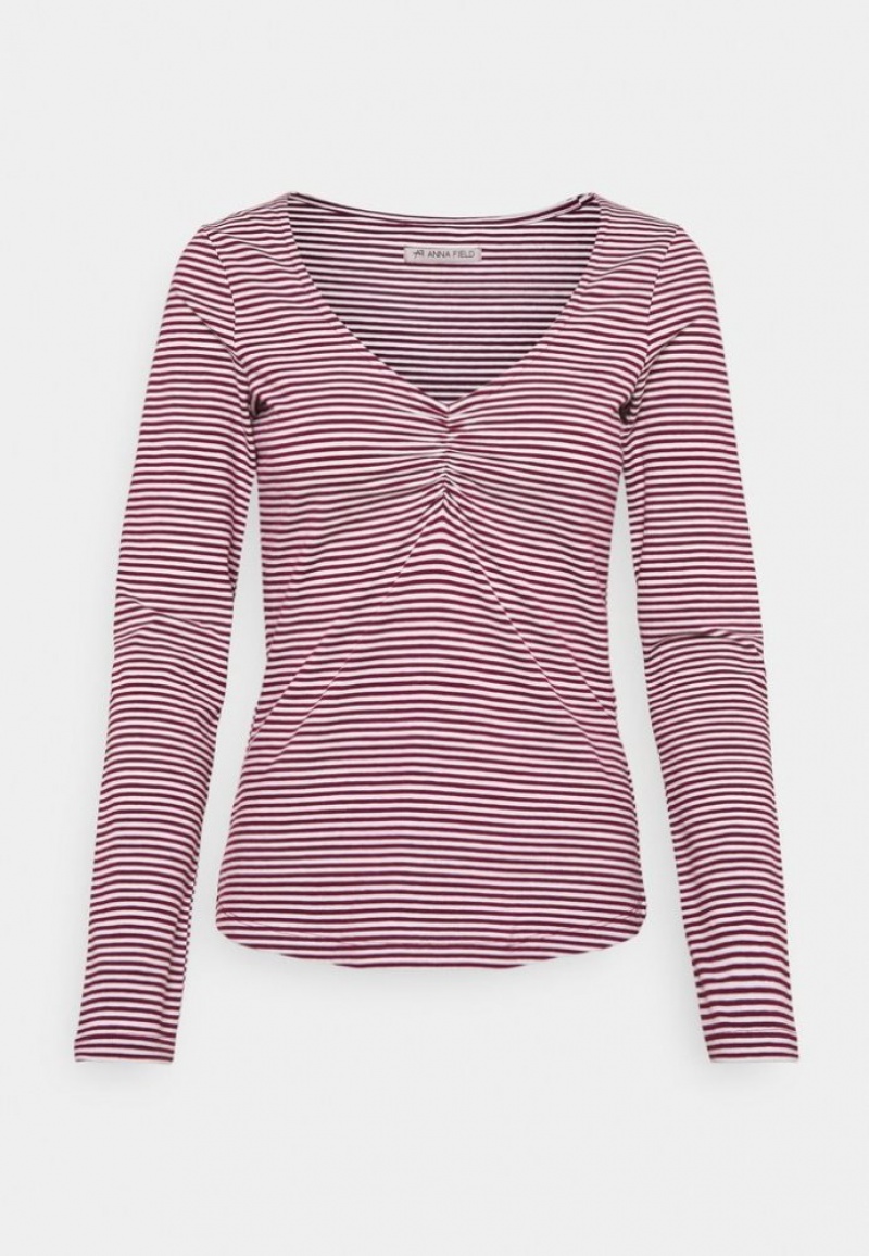 Anna Field Long Sleeved Top T-shirts Dames Donkerrood | 2631-YFJQO