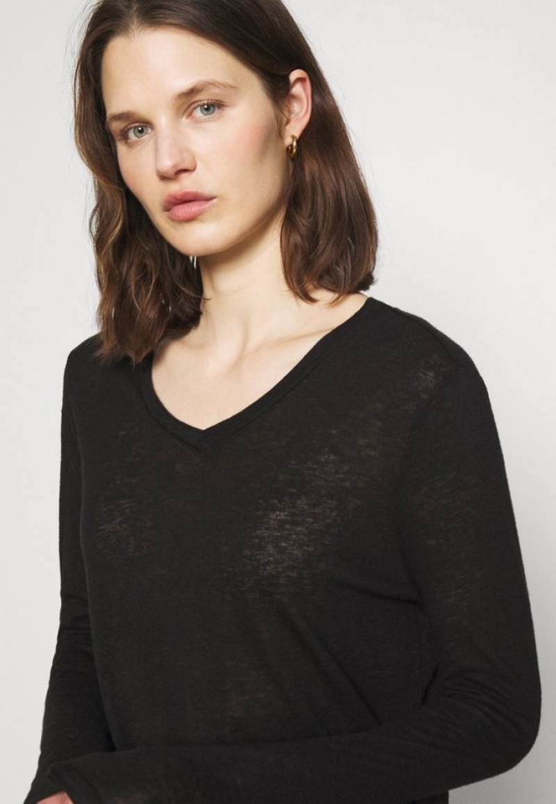 Anna Field Long Sleeved Top T-shirts Dames Zwart | 2547-ROUZV