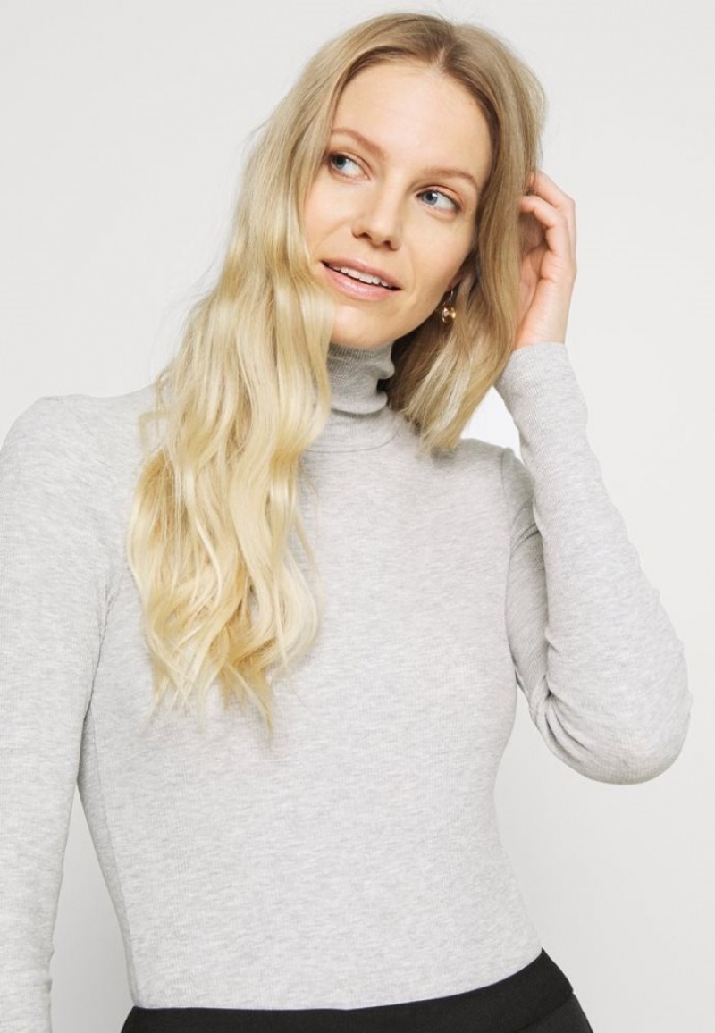 Anna Field Long Sleeved Top T-shirts Dames Lichtgrijs | 2163-BPRHF