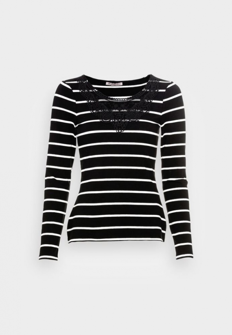 Anna Field Long Sleeved Top T-shirts Dames Zwart | 1396-YTSXQ