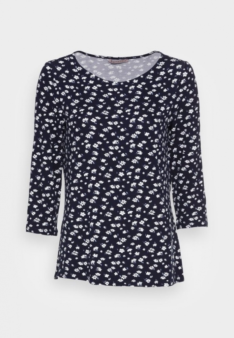 Anna Field Long Sleeved Top T-shirts Dames Donkerblauw | 1024-ZBACX