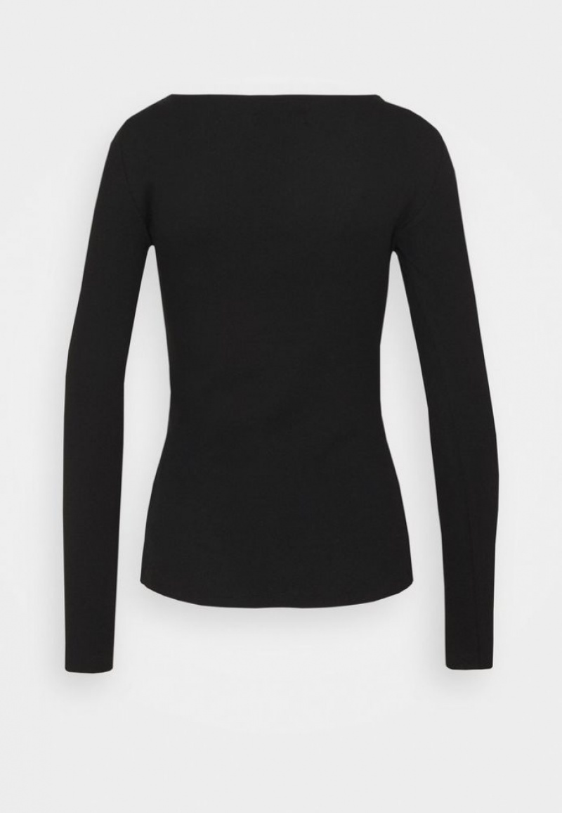 Anna Field Long Sleeved Top T-shirts Dames Zwart | 8923-WLICY