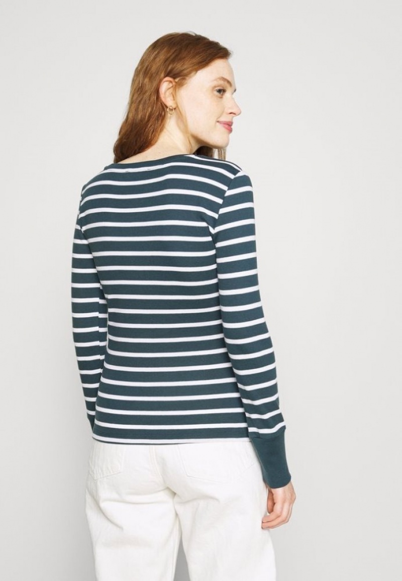 Anna Field Long Sleeved Top T-shirts Dames Donkerblauw | 8570-SQGJU