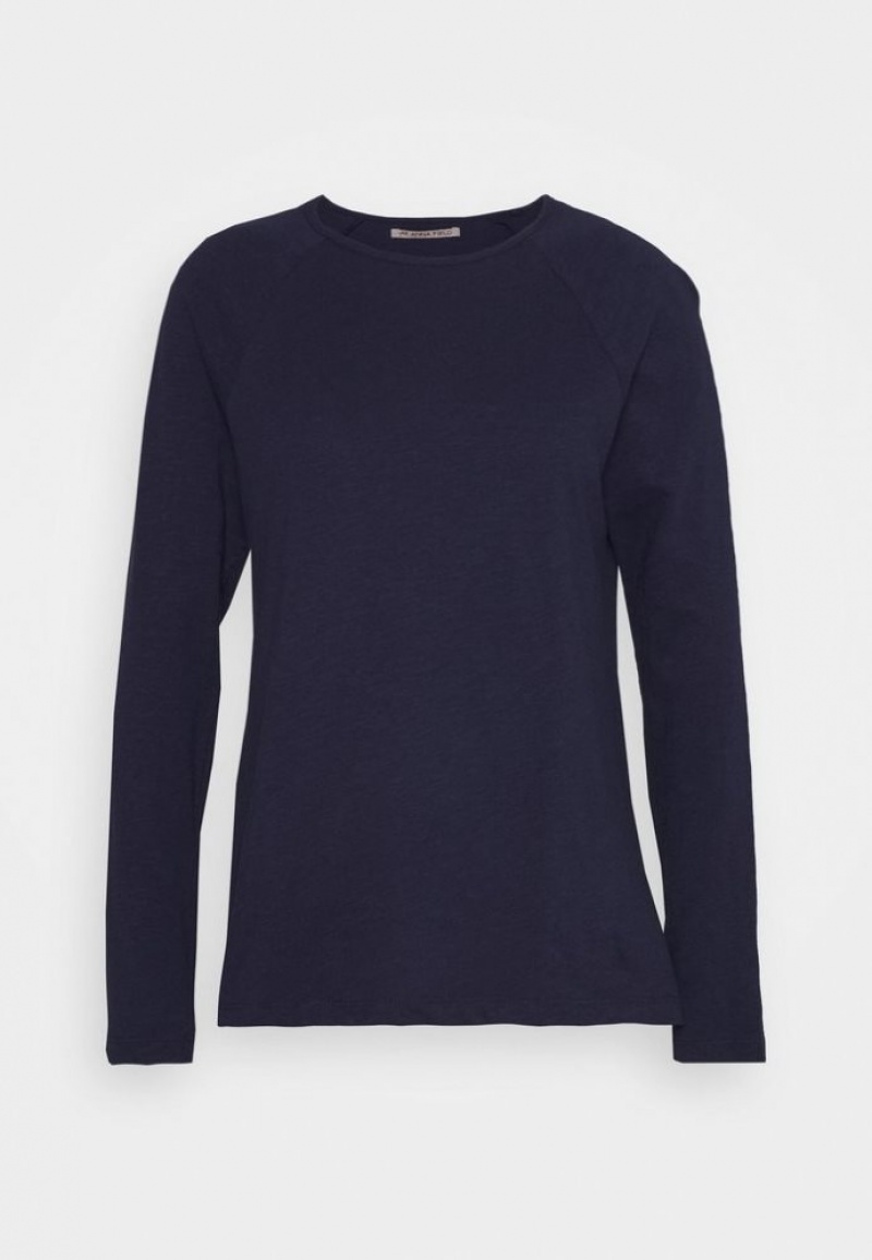 Anna Field Long Sleeved Top T-shirts Dames Donkerblauw | 8376-QHTSZ