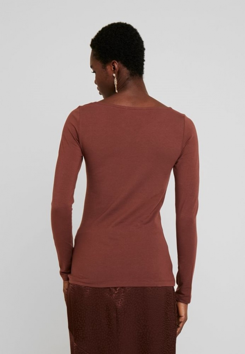 Anna Field Long Sleeved Top T-shirts Dames Bruin | 7204-TJRZE