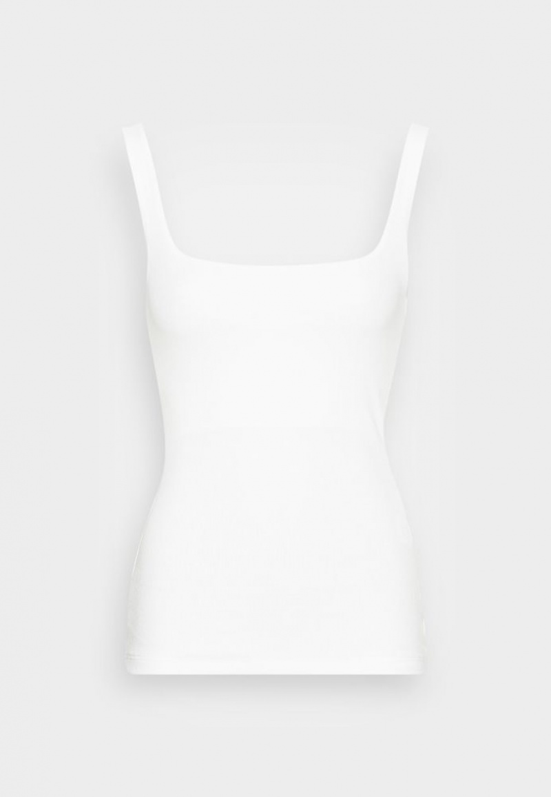 Anna Field Minimal Tank With Square Round Neckline Top T-shirts Dames Wit | 9782-BGMUZ