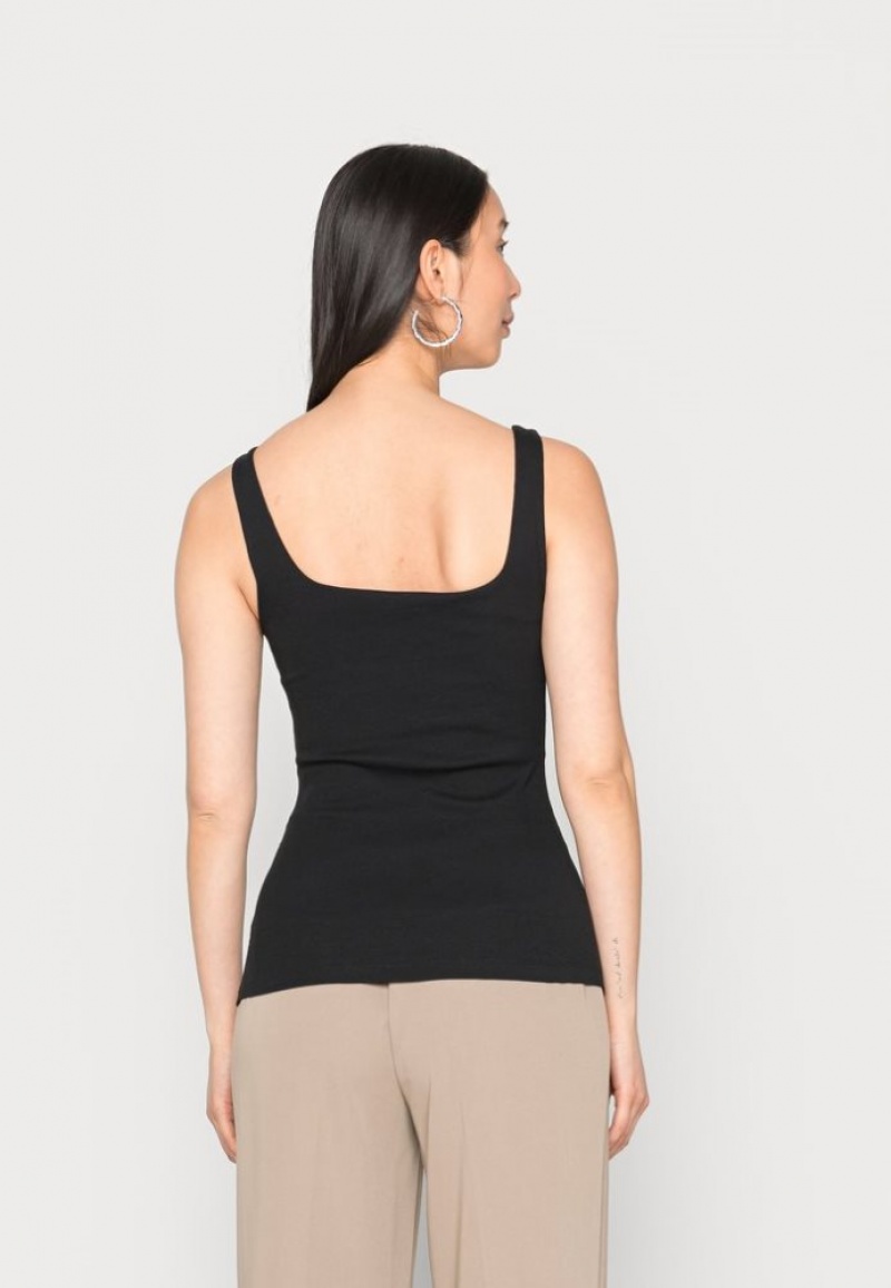 Anna Field Minimal Tank With Square Round Neckline Top T-shirts Dames Zwart | 8314-HRZQY